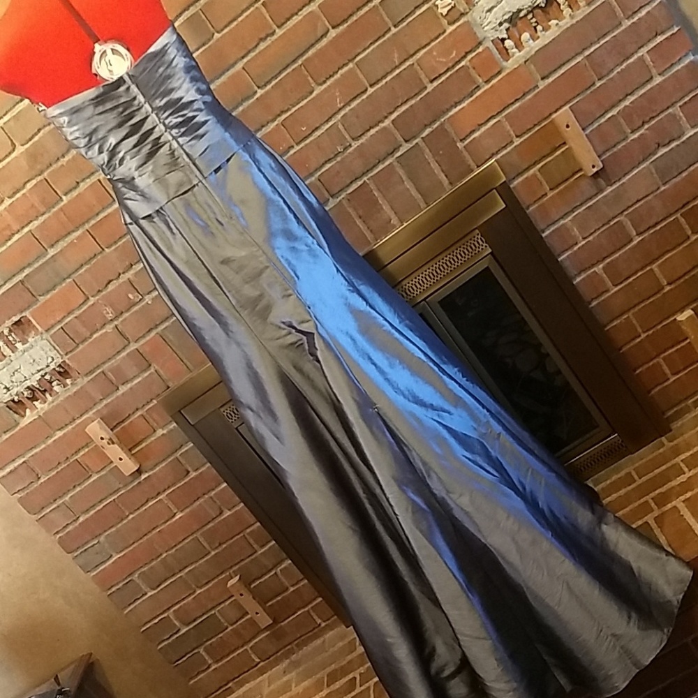 EUC Sz 10 dk silver sweetheart strapless Prom dress - Picture 4 of 5